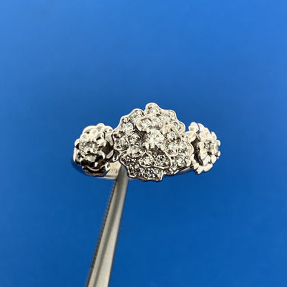 Designer EA China Sterling Silver 925 Cubic Zirconia CZ  Flower Cluster Ring