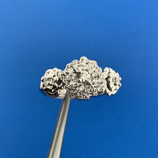 Designer EA China Sterling Silver 925 Cubic Zirconia CZ  Flower Cluster Ring