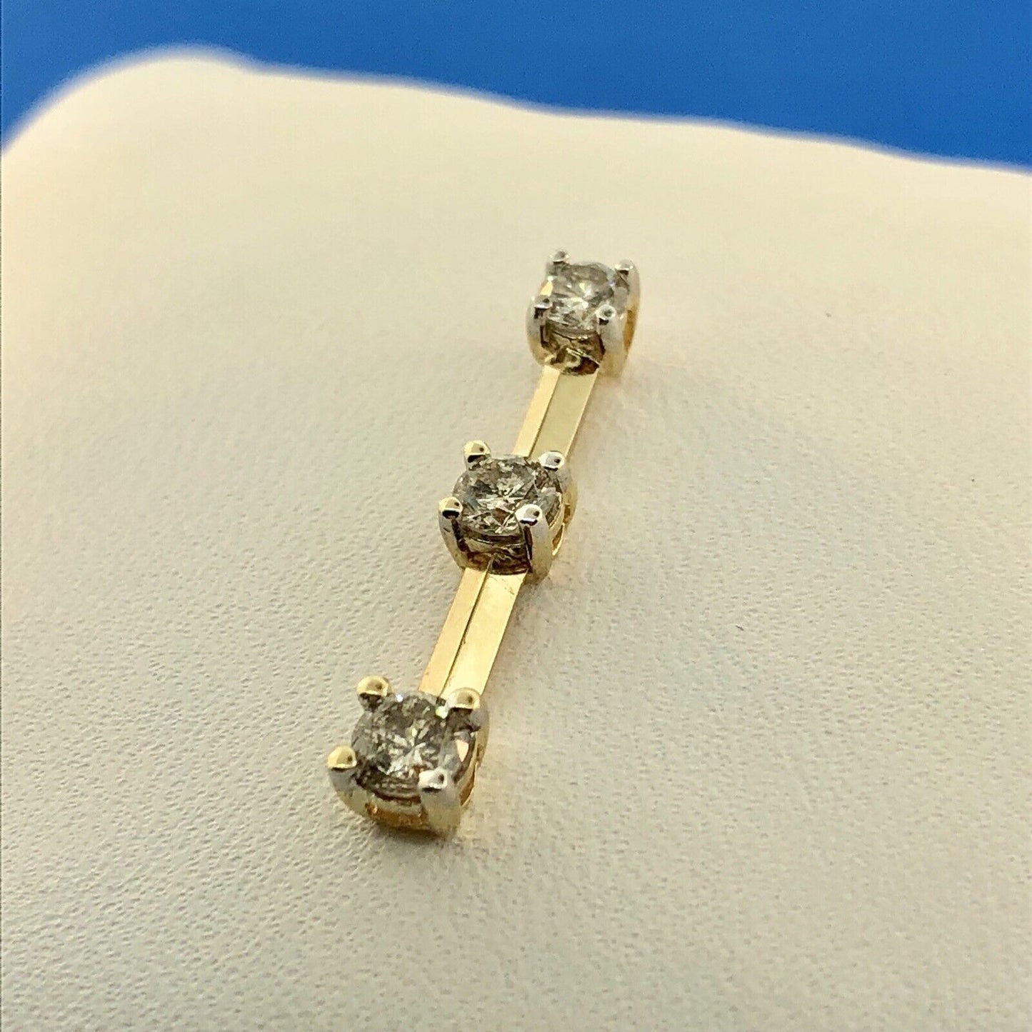 14K Yellow Gold Diamond Infinity Eternity Bridal Anniversary Bar Drop Pendant