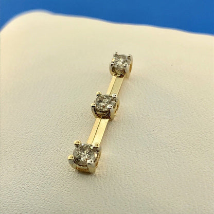 14K Yellow Gold Diamond Infinity Eternity Bridal Anniversary Bar Drop Pendant