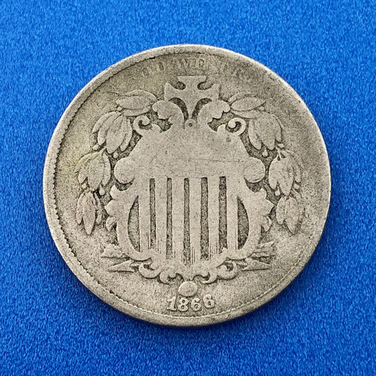 1866 P Shield Nickel Variety 1 With Rays Better Key Rare Philadelphia Type Coin