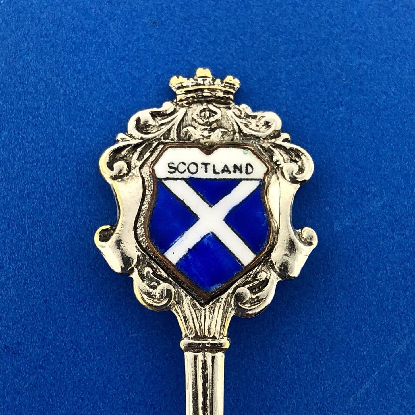 Vintage Foreing EPNS Enamel Silver Tone Scotland Souvenir Spoon