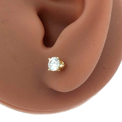 Estate 14K Yellow Gold Round Diamond Solitaire Stud Earrings