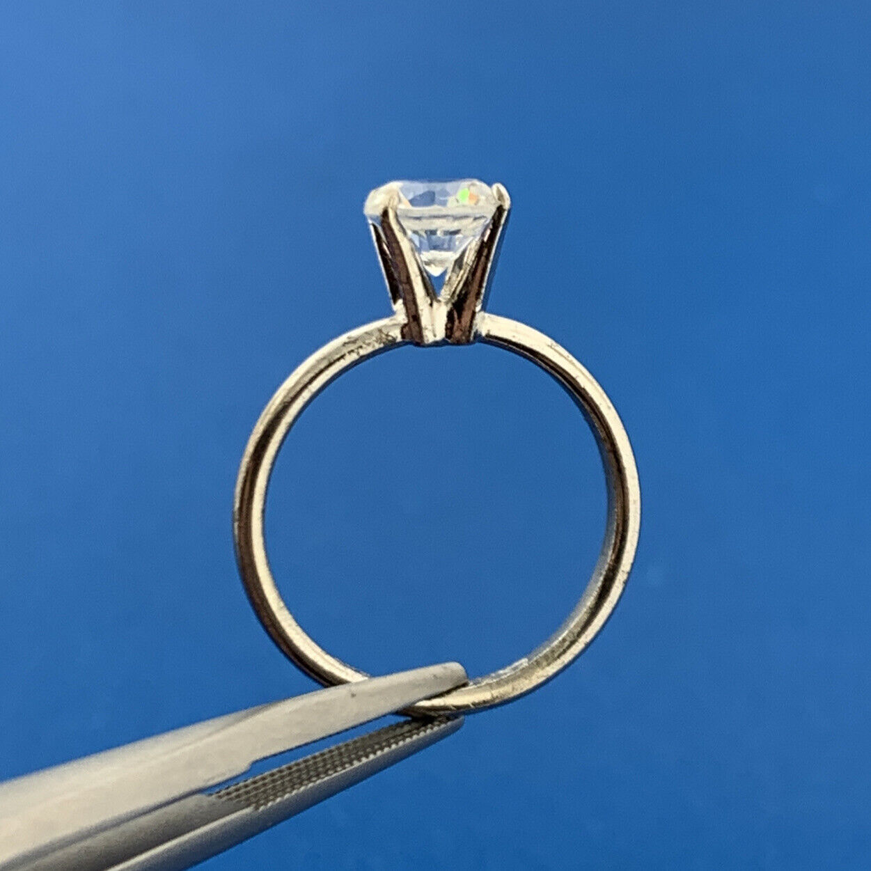 Designer LIND Sterling Silver White Amethyst Solitaire February Occasion Ring