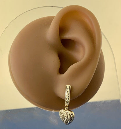 Designer 925 Sterling Silver Vermeil Round Diamond Drop Dangle Heart Earrings