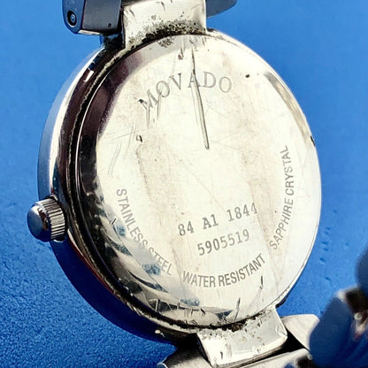 Movado Serenade 84 A1 1844 Strato Black Dial Ladies Stainless Steel Watch