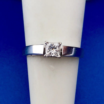 Vintage 14K White Gold Princess Diamond Solitaire Engagement Promise Ring