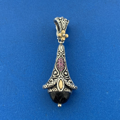 Barbara Bixby 925 Sterling Silver 18K Gold Black Onyx Ruby Enhancer Pendant
