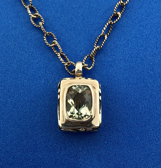 Sara Blaine Sterling Silver 925 Signature Lace Green Amethyst Designer Necklace