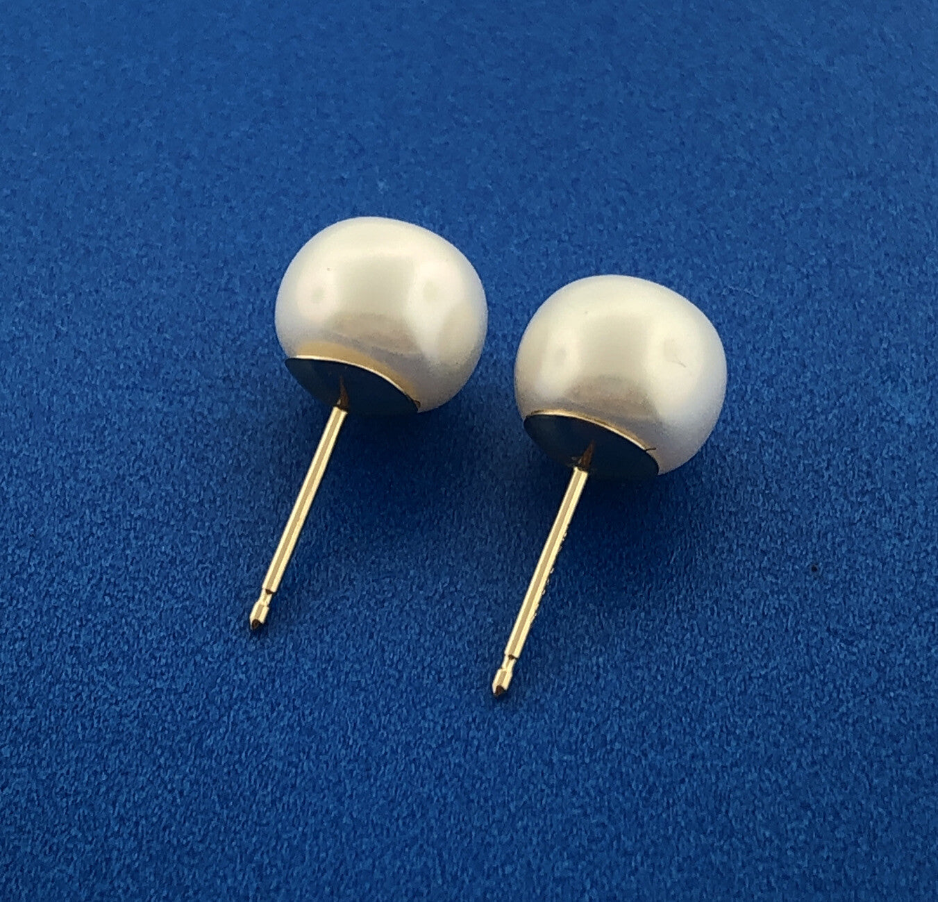 Beautiful Bride 14K Yellow Gold White Pearl Statement Stud Earrings