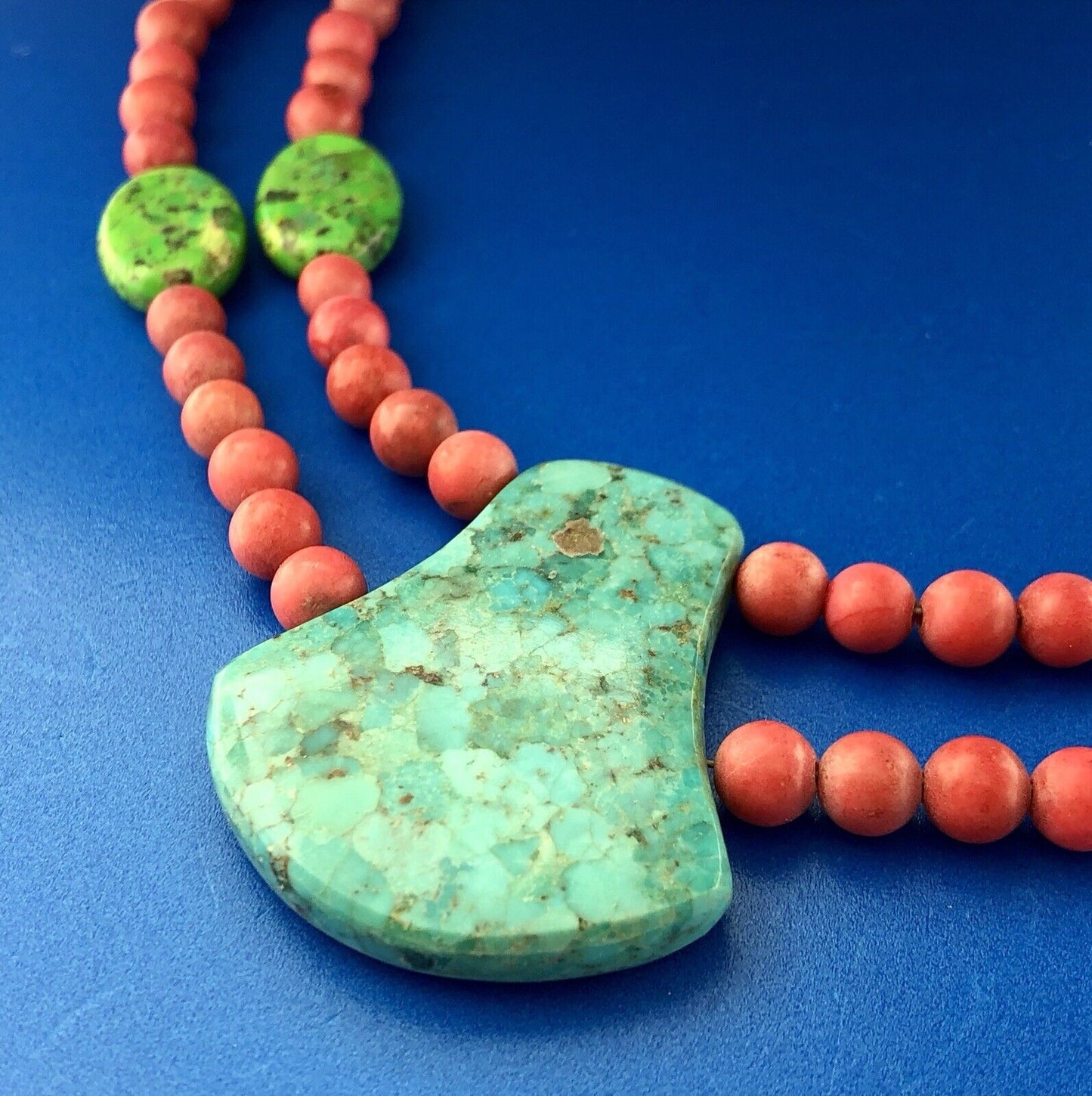 Jay King DRT Sterling Silver Turquoise Red Coral Geometric Statement Necklace