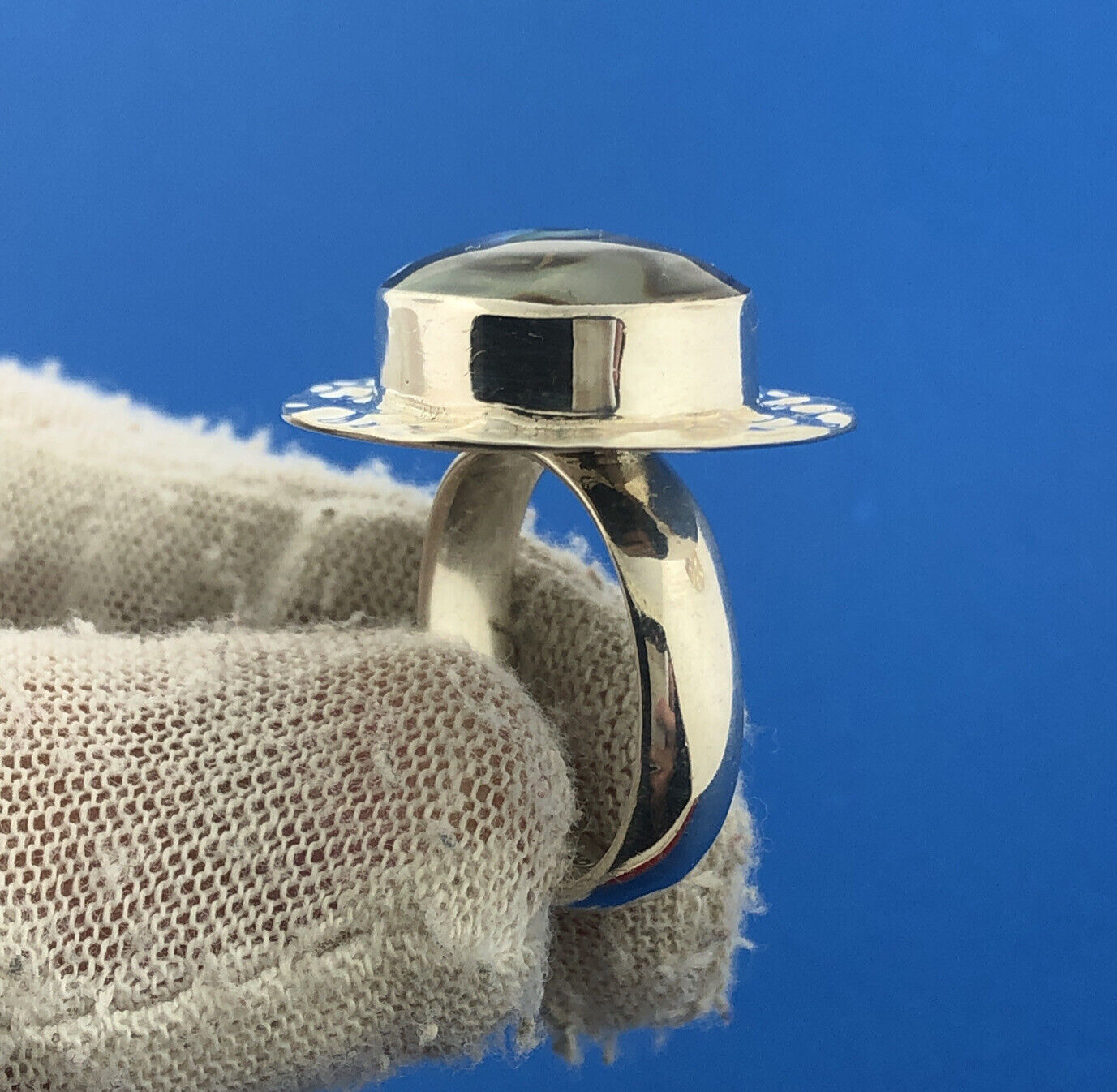 Designer CII Mexican Sterling Silver 925 Cabochon Abalone Shell Ring Size 7