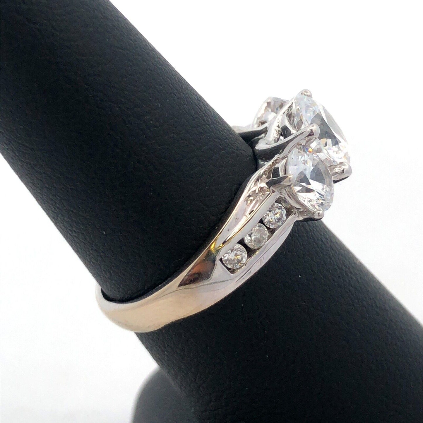 14K White Gold Cubic Zirconia CZ Celibrate Trio Engagement Anniversary Ring