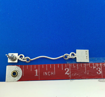 Stunning Sterling Silver 925 Textured Square Mexico Dangle Earrings