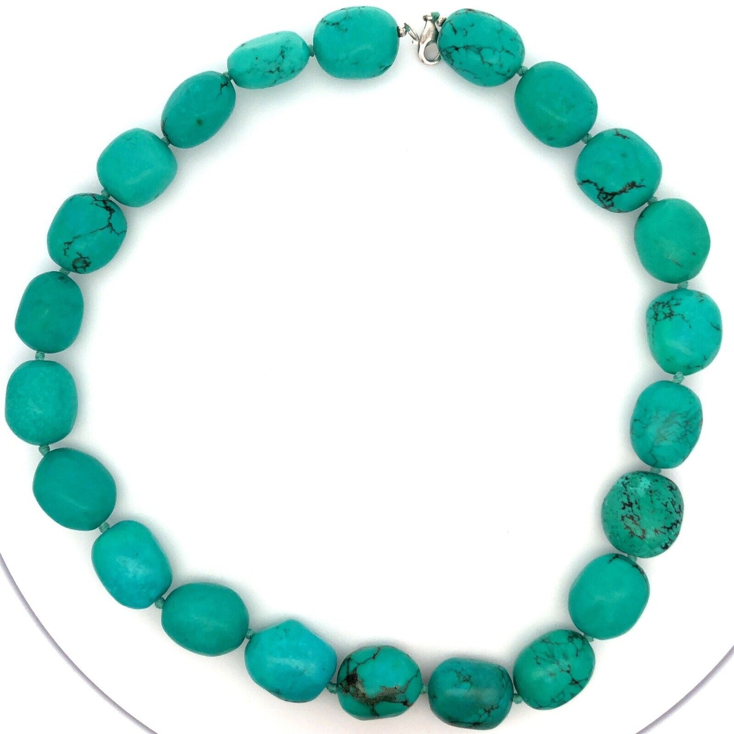 Designer 925 Sterling Silver Turquoise Chucky Collar Statement Necklace