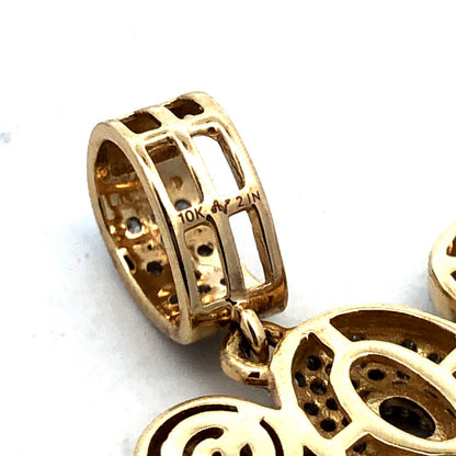 Designer 10K Yellow Gold Diamond Pave Encrusted BOSS Word Statement Pendant