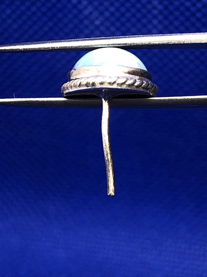 Vintage 925 Sterling Silver Blue Larimar Oval Statement Stud Earrings