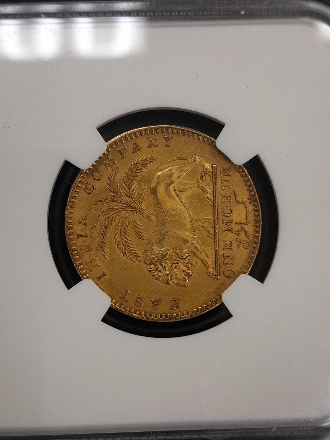 1841  C British India Mohur S & W-3.7 Type A/1 "W.W." Plain 4 NGC UNC Details