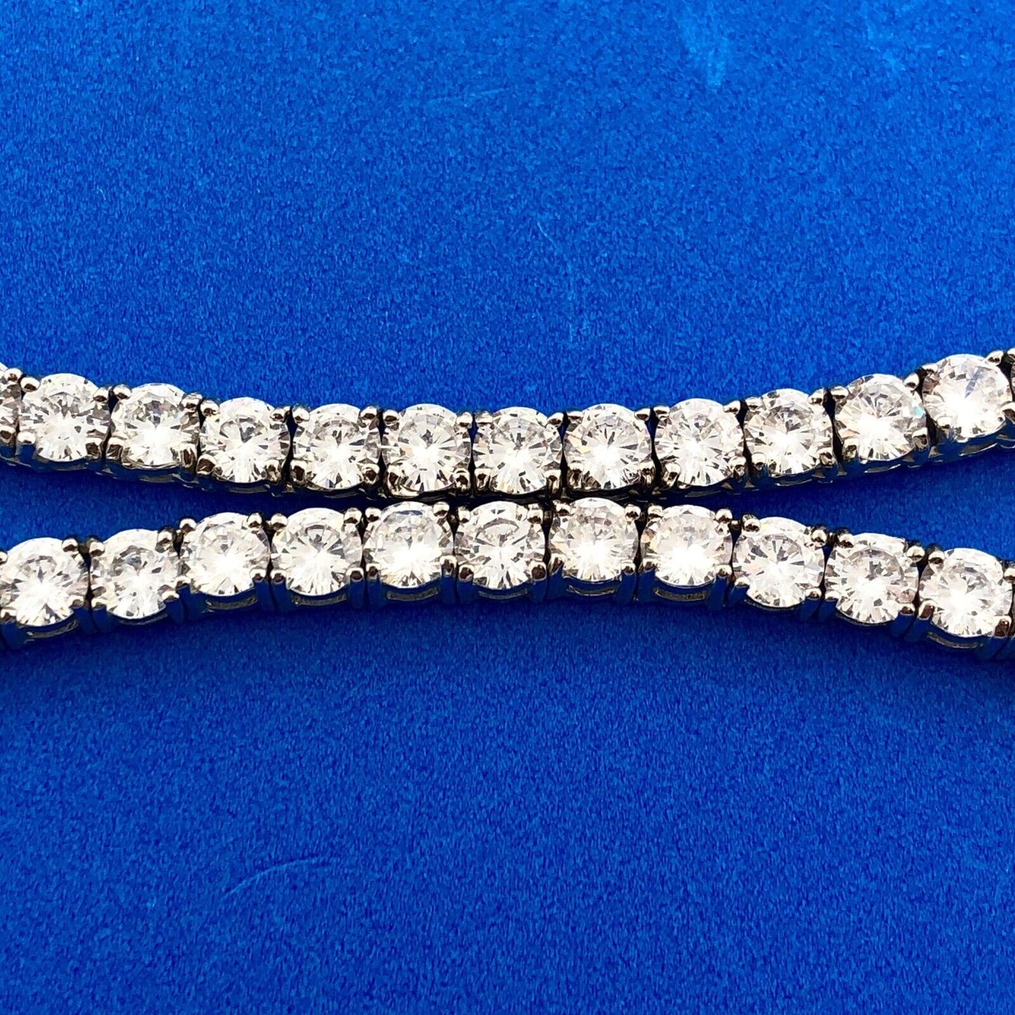 Glamorous Designer Sterling Silver Cubic Zirconia CZ Statement Tennis Necklace