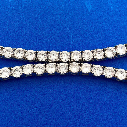 Glamorous Designer Sterling Silver Cubic Zirconia CZ Statement Tennis Necklace