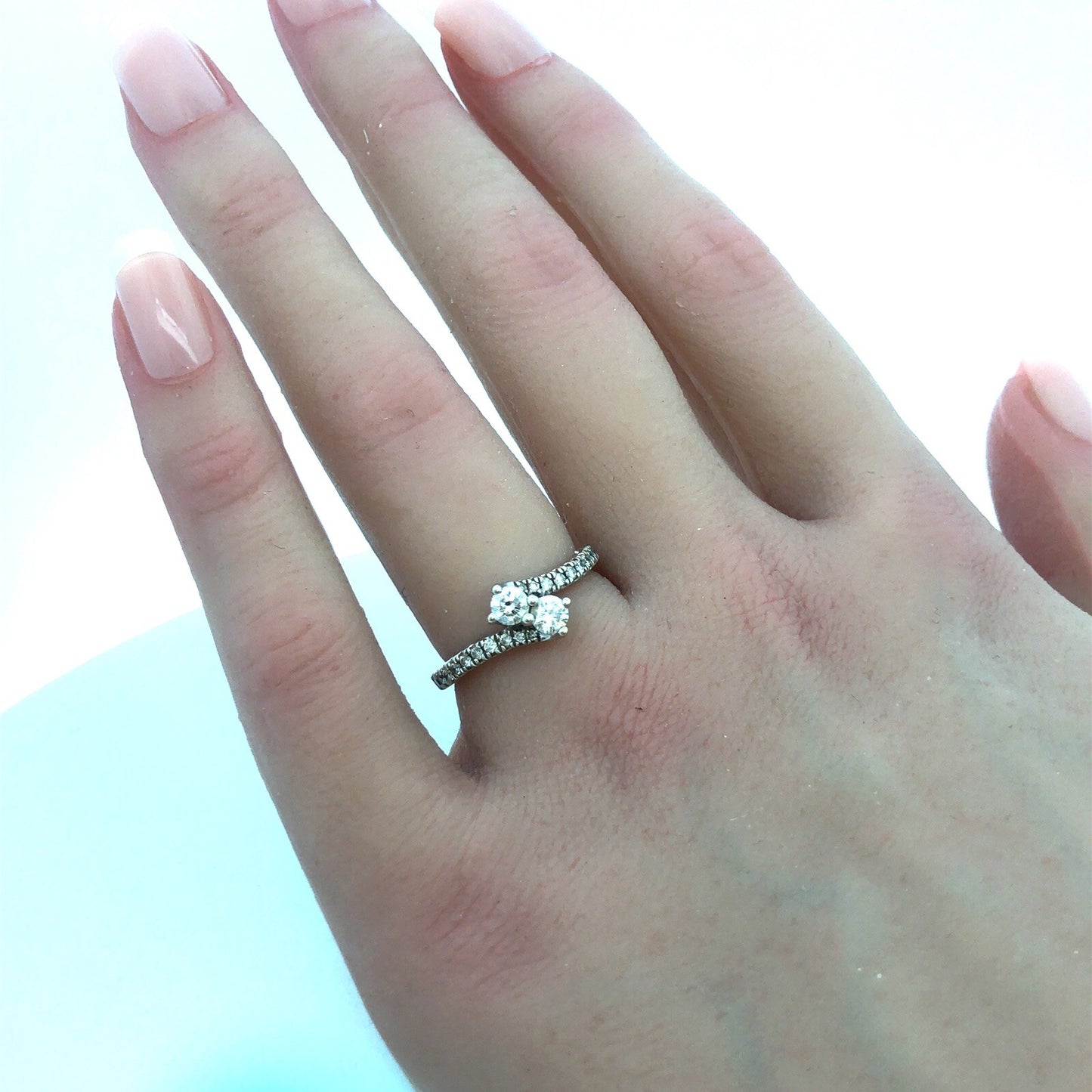 Zales 14K White Gold Ever Us Diamond Duo Bypass Engagement Promise Bridal Ring