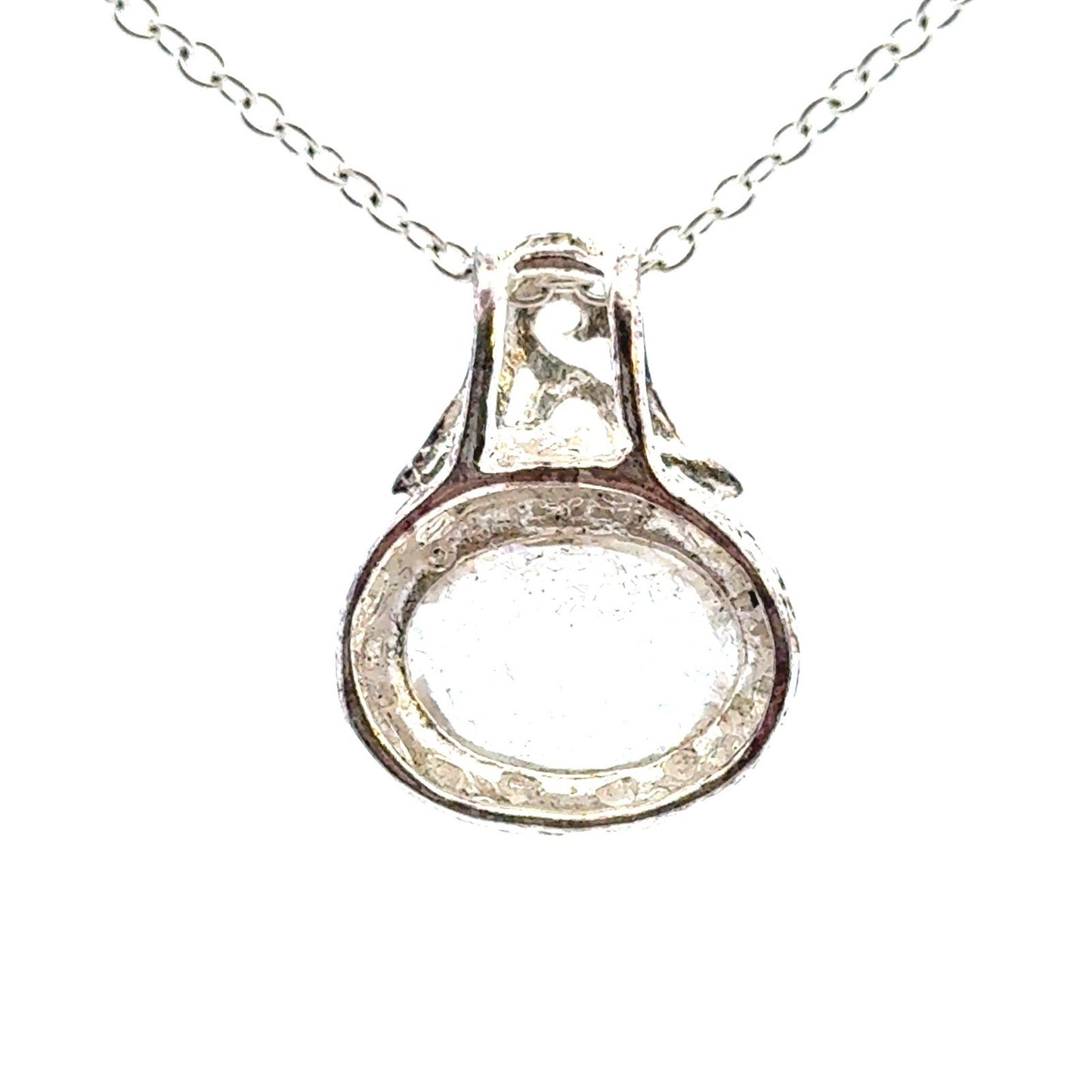 Designer 925 Sterling Silver Cubic Zirconia East West Scroll Statement Pendant