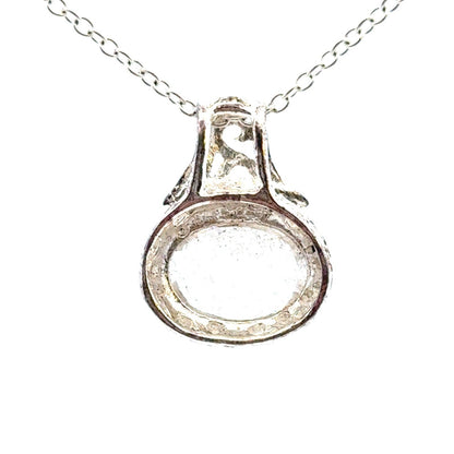Designer 925 Sterling Silver Cubic Zirconia East West Scroll Statement Pendant