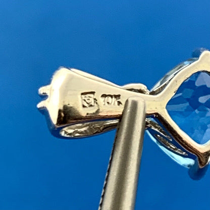 Designer 10K White Gold Blue Topaz Diamond Accented December Occasion Pendant