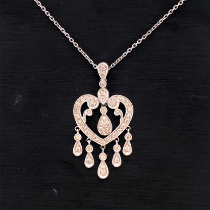 Gordon's 14k White Gold Diamond Heart Pendant Dangle Necklace JWBR