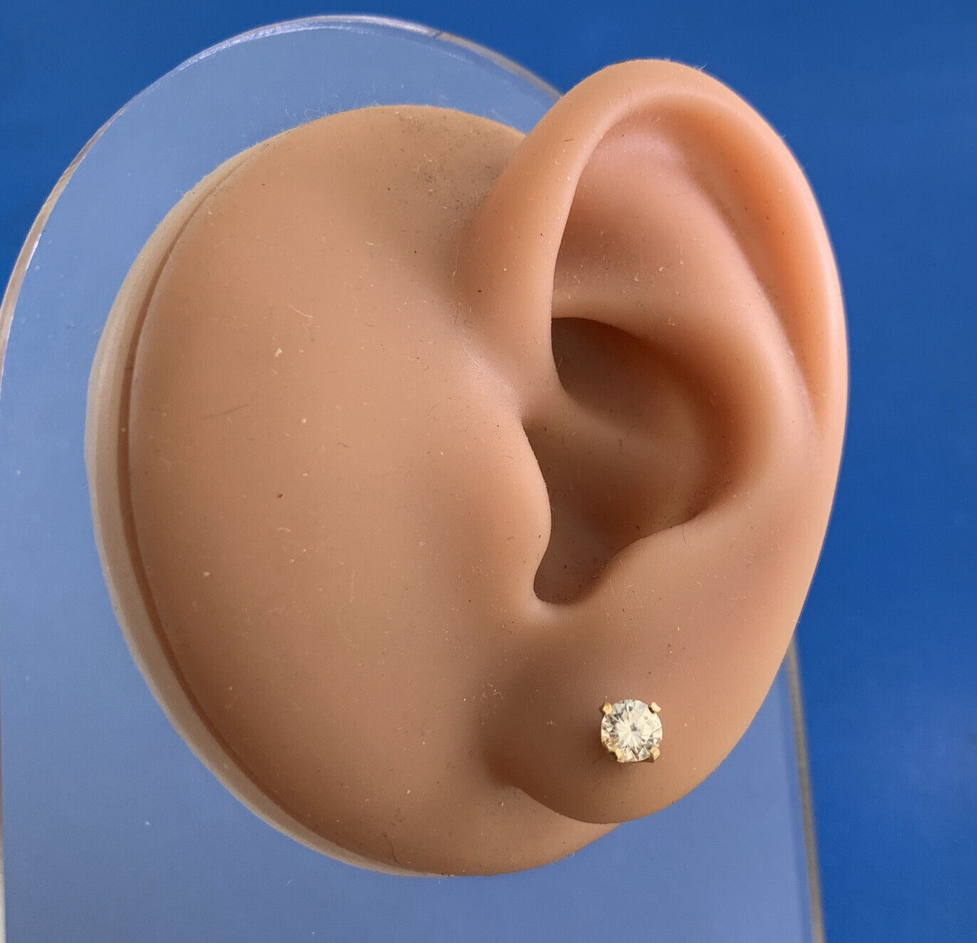 Designer 14K Yellow Gold Round White Tourmaline Stud Earrings