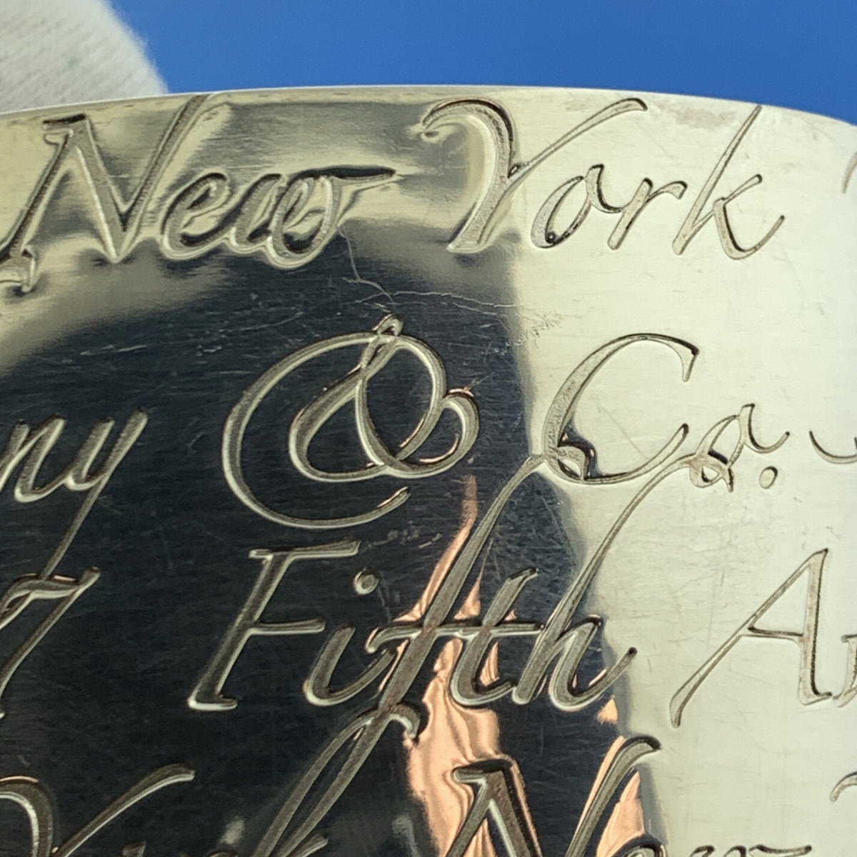 Tiffany & Co Sterling Silver Notes Collection Wide Script Cuff Bracelet