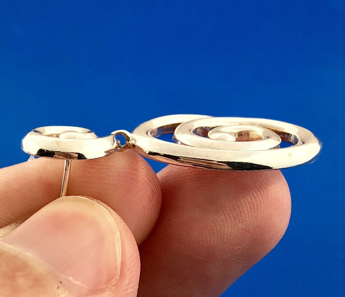 Designer 925 Sterling Silver Modernist Swirl Dangle Statement Earrings