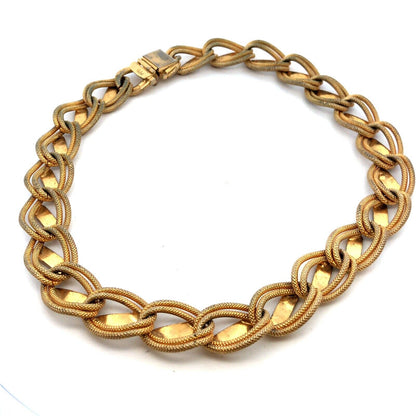 Mid Century Hobe Gold Tone Oval Fancy Link Fabulous Statement Choker Necklace