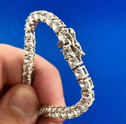 Glamorous Designer Sterling Silver Cubic Zirconia CZ Statement Tennis Necklace