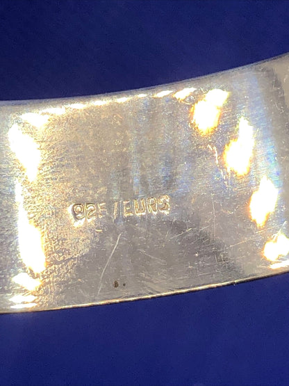 Designer EURS 925 Sterling Silver Leaf Scroll Design Closed Hinged Cuff Bracelet