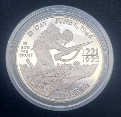 1991-1995 WWII 50th Anniversary Two Coin .900 Silver Proof Commemorative Set