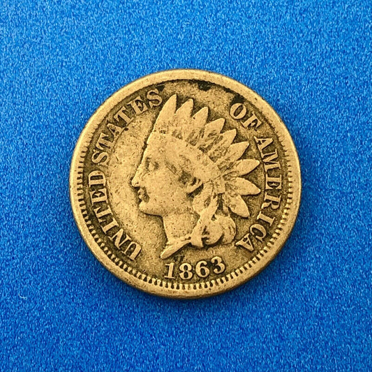 1863 Indian Head One Cent Penny Type 2 Copper Nickel Better Philadelphia Coin