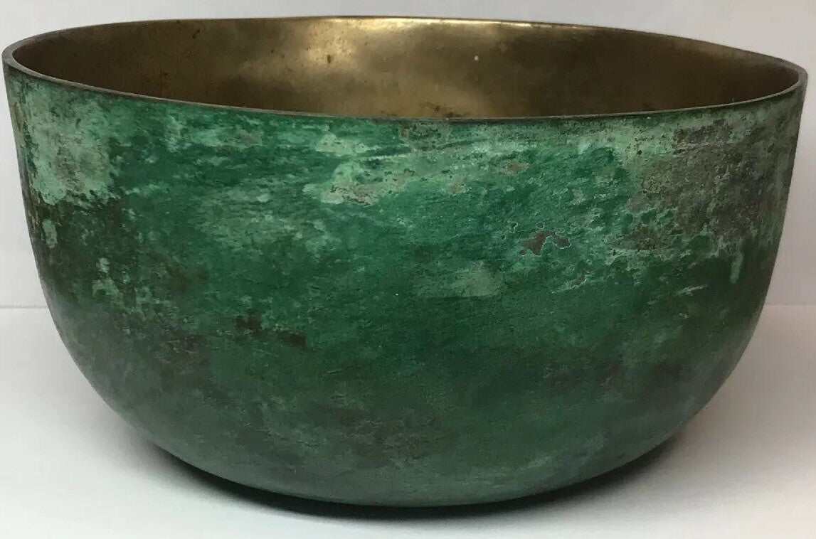 Vintage Antique Brass Great Patina Boiling Pot Pan Bowl Vessel Planter