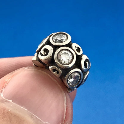 Retired Pandora Sterling Silver 925 ALE Primrose Path White CZ Spacer Charm