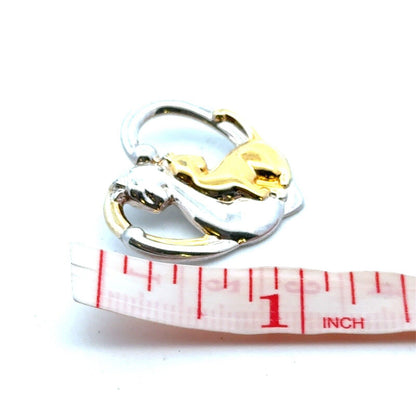 Vintage Lenox 925 Sterling Silver Gold Vermeil Two-Tone Cats Heart Pendant