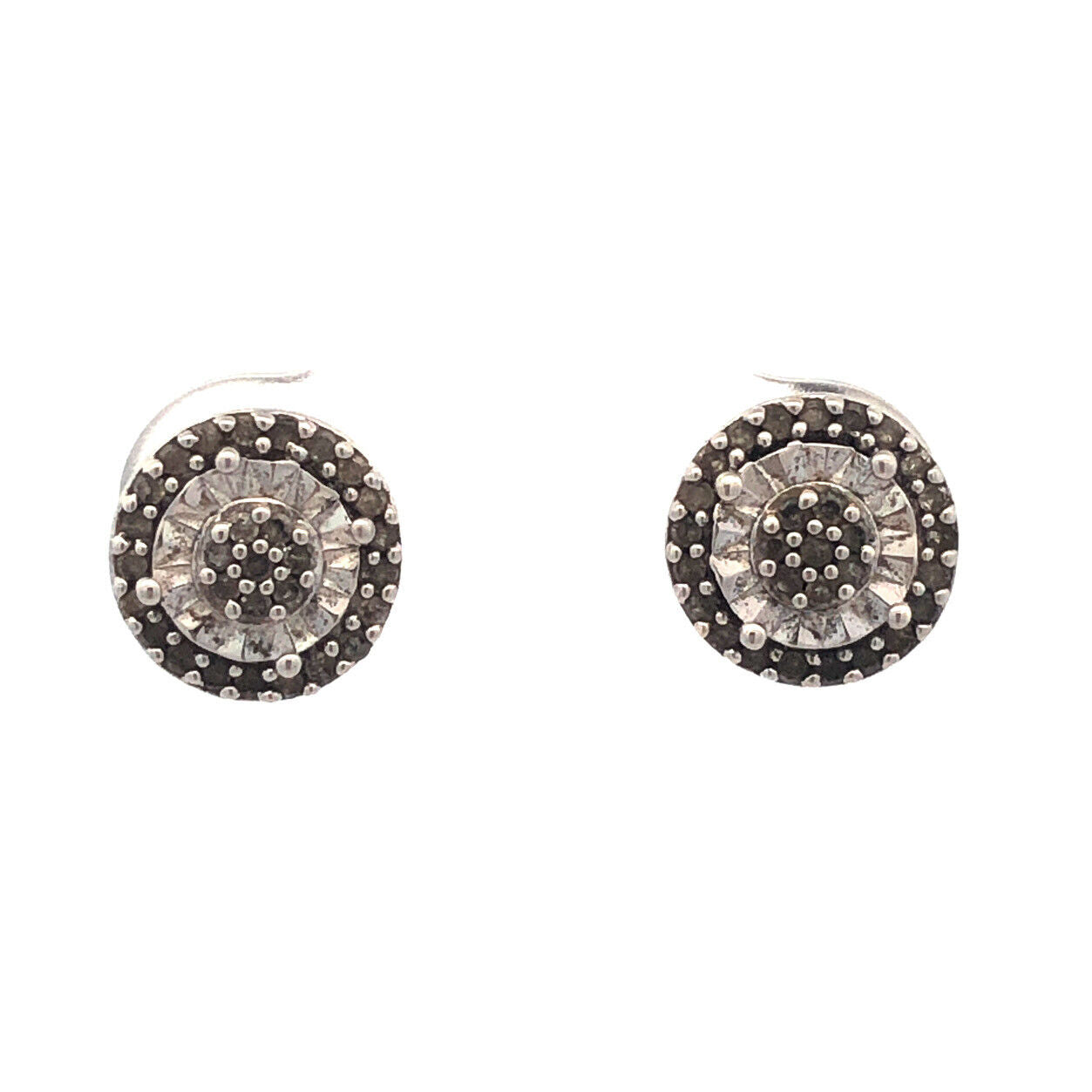 Designer UD 925 Sterling Silver Round Diamond Textured Stud Earrings