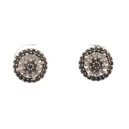 Designer UD 925 Sterling Silver Round Diamond Textured Stud Earrings