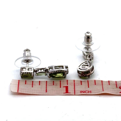 Designer 925 Sterling Silver Peridot Teardrop August Birthstone Dangle Earrings
