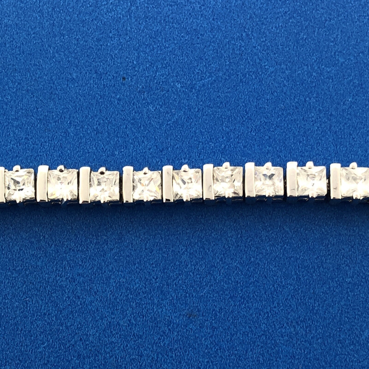 Designer 925 Sterling Silver Princess White Amethyst Statement Tennis Bracelet