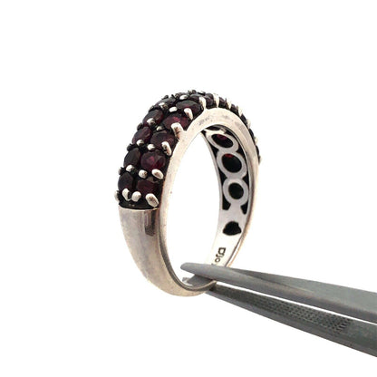 Designer DJoy 925 Sterling Silver Round Garnet Stackable Anniversary Band Ring