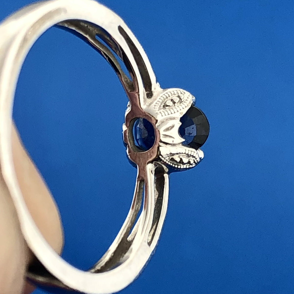 Designer YCH 14K White Gold Oval Sapphire September Occasion Anniversary Ring