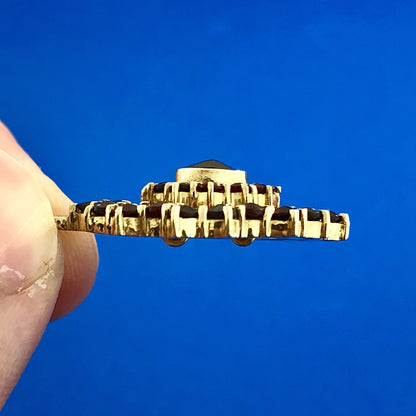 Designer 14K Yellow Gold Garnet Floral Cluster January Anniversary Pendant