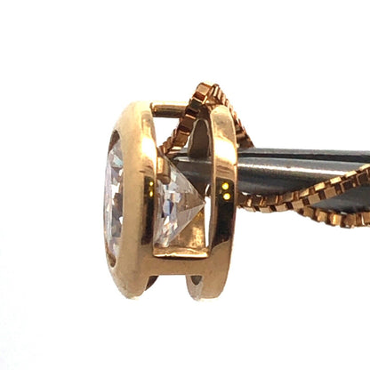 Designer 14K Yellow Gold Diamonique Solitaire Cubic Zirconia Pendant Necklace