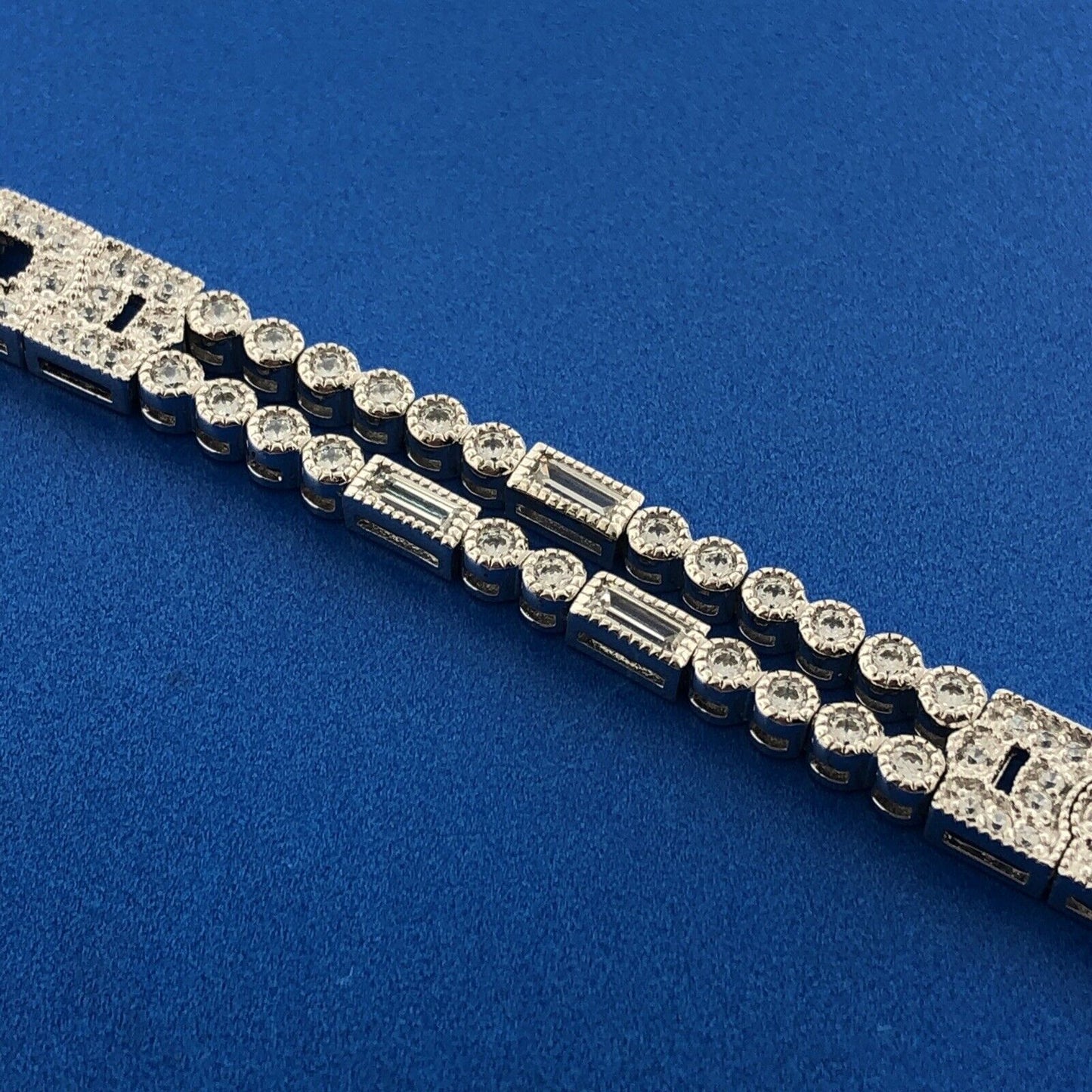 Designer SW 925 Sterling Silver Cubic Zirconia CZ Statement Tennis Bracelet