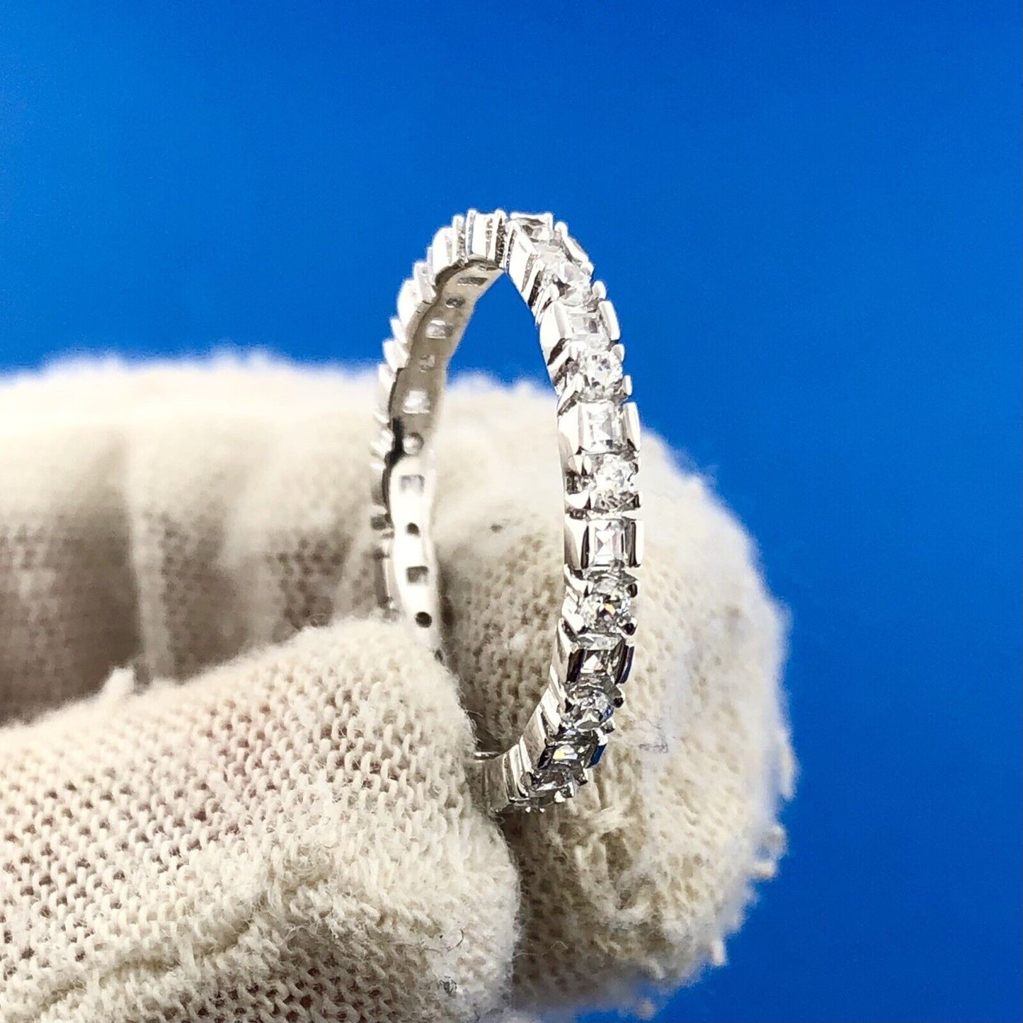 Designer YGI Sterling Silver 925 Channel Set CZ Band Ring Size 6